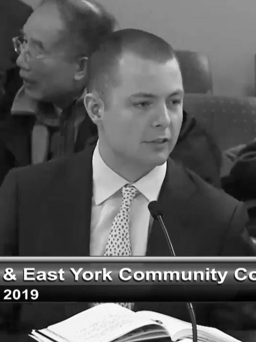 Stephen Job representing Diamond Kilmer at Toronto & East York Community Council, Toronto City Hall